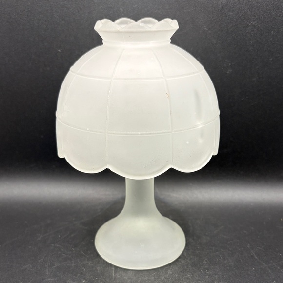 Vintage Other - Vintage Satin Frosted Glass Pedestal Fairy Lamp Fairy Light Candle Holder Decor